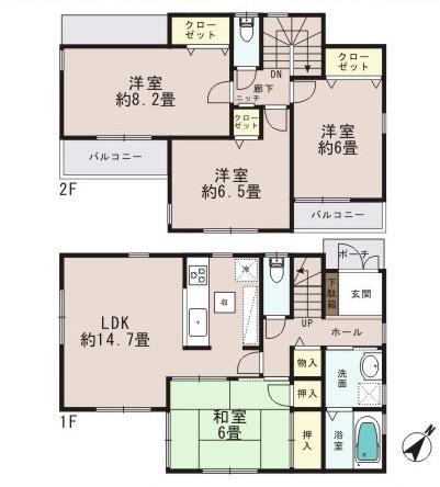 Floor plan. 33,300,000 yen, 4LDK, Land area 115.46 sq m , Building area 97.2 sq m