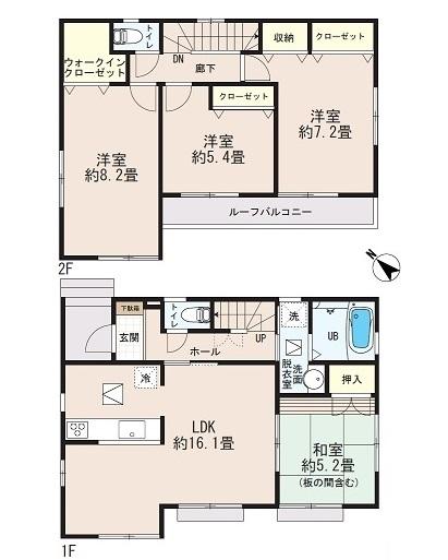 Floor plan. 22,900,000 yen, 4LDK, Land area 112.08 sq m , Building area 99.36 sq m 2 Building