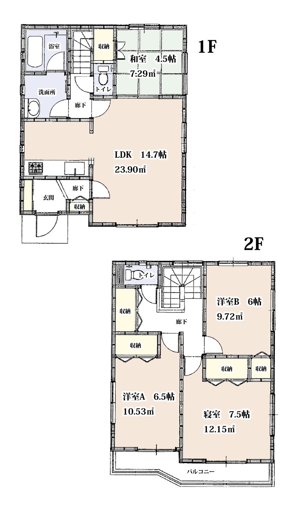 Floor plan. 27,800,000 yen, 4LDK, Land area 100 sq m , Building area 93.15 sq m
