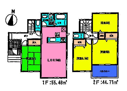 Floor plan. (6 Building), Price 23.8 million yen, 4LDK, Land area 136.17 sq m , Building area 100.19 sq m