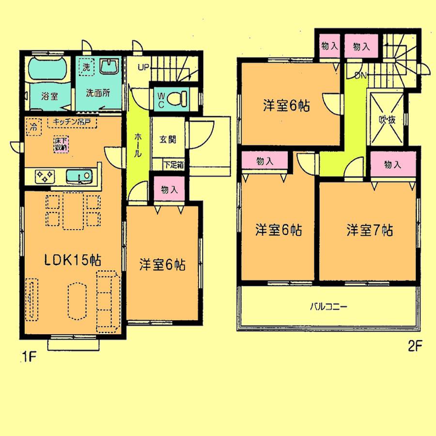 Floor plan. Price 24,800,000 yen, 4LDK, Land area 115.99 sq m , Building area 96.05 sq m