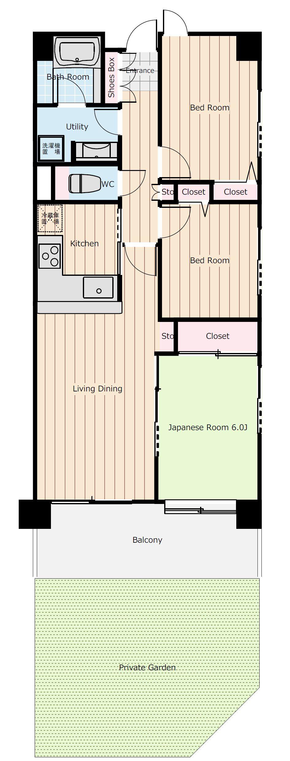 Floor plan. 3LDK, Price 18,800,000 yen, Occupied area 64.82 sq m easy-to-use counter kitchen