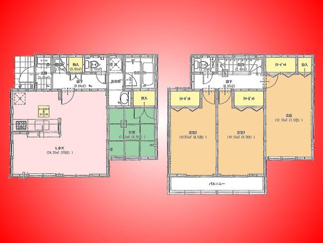 Floor plan. 28.8 million yen, 4LDK, Land area 130.25 sq m , Building area 92.34 sq m