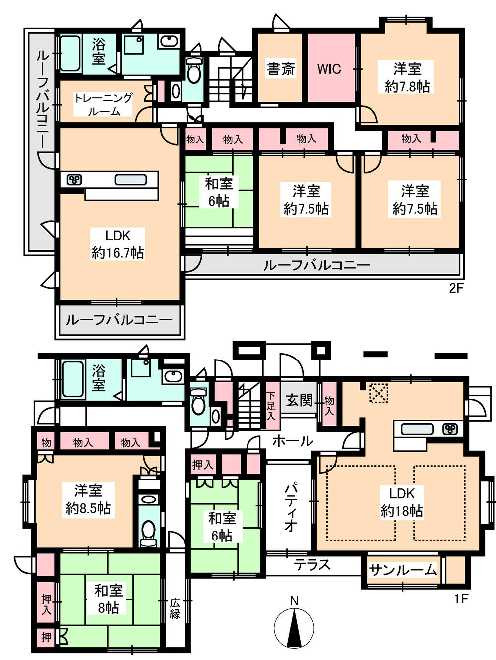 Floor plan. 138 million yen, 7LDK + S (storeroom), Land area 633.21 sq m , Building area 255.05 sq m