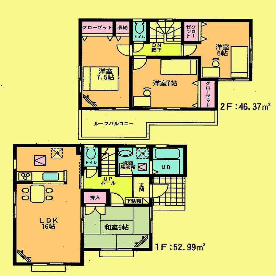 Floor plan. Price 23,900,000 yen, 4LDK, Land area 155 sq m , Building area 99.36 sq m