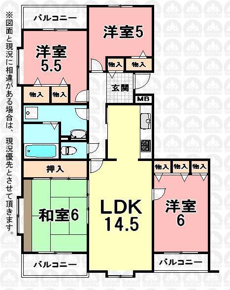 Floor plan. 4LDK, Price 16.8 million yen, Occupied area 92.26 sq m , Balcony area 11.54 sq m