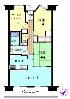 Floor plan. 2LDK + S (storeroom), Price 9.3 million yen, Footprint 69.8 sq m , Balcony area 9.33 sq m floor plan