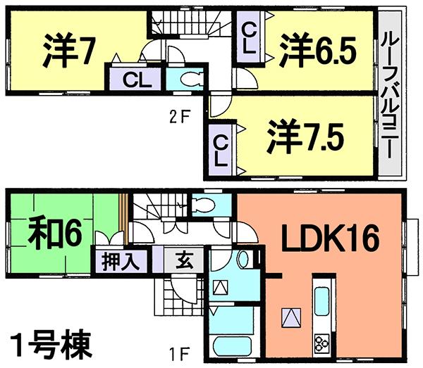 Floor plan. (1 Building), Price 26,800,000 yen, 4LDK, Land area 100.08 sq m , Building area 99.37 sq m
