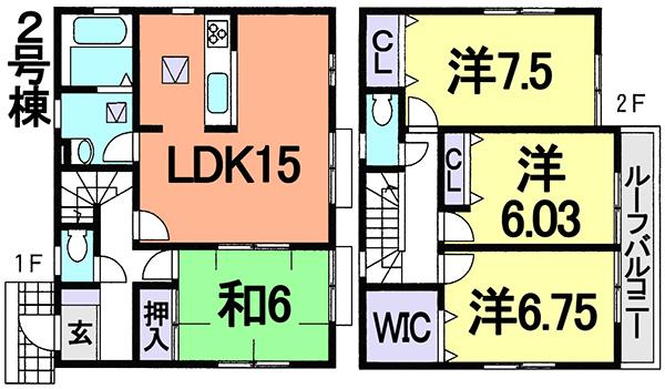 Floor plan. (Building 2), Price 23.8 million yen, 4LDK, Land area 119.92 sq m , Building area 99.37 sq m