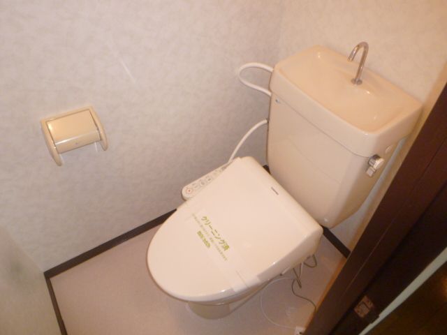 Toilet. Washlet toilet. There are also storage shelf above