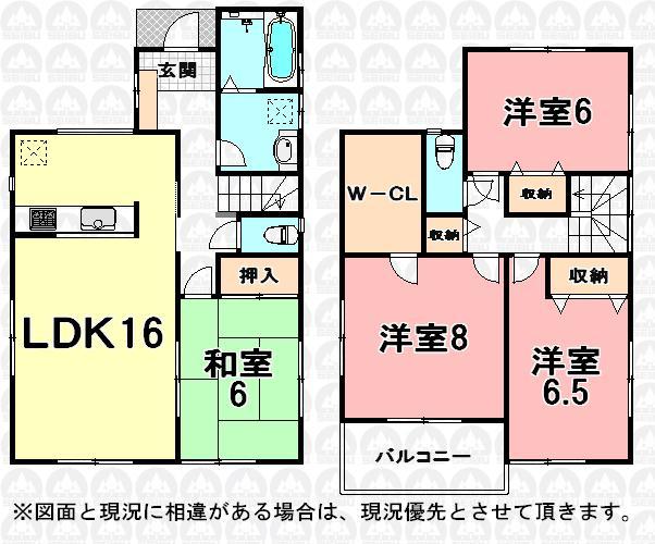 Floor plan. (6 Building), Price 27,800,000 yen, 4LDK, Land area 140.43 sq m , Building area 104.33 sq m