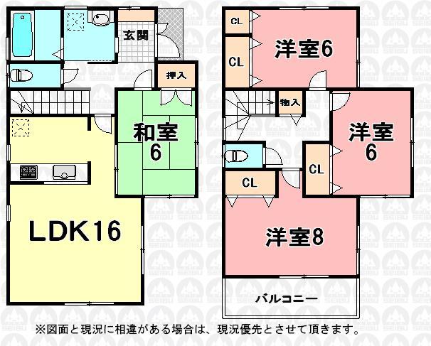 Floor plan. (Building 2), Price 34,800,000 yen, 4LDK, Land area 103.24 sq m , Building area 95.58 sq m