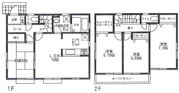 Floor plan. (Building 2), Price 23.8 million yen, 4LDK, Land area 119.92 sq m , Building area 99.37 sq m