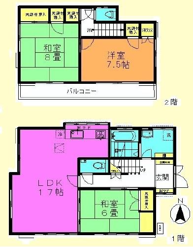 Floor plan. 15.8 million yen, 3LDK, Land area 139.85 sq m , Building area 93.42 sq m