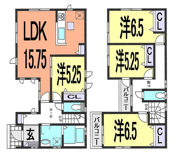 Floor plan. (NO.2), Price 26,800,000 yen, 4LDK, Land area 122.16 sq m , Building area 99.77 sq m