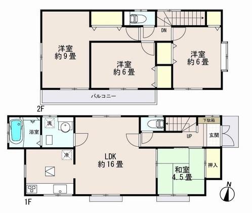 Floor plan. 26,800,000 yen, 4LDK, Land area 142.24 sq m , Building area 96.05 sq m 3 Building