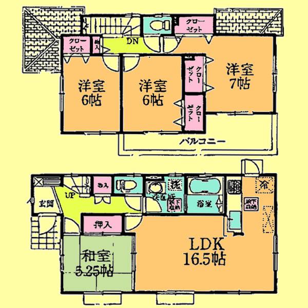 Floor plan. Price 32,500,000 yen, 4LDK, Land area 163.46 sq m , Building area 100.6 sq m
