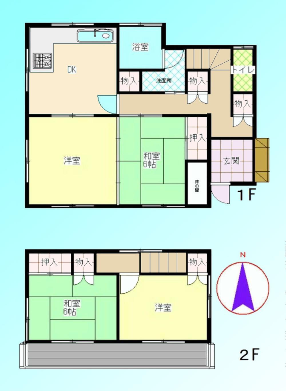 Floor plan. 12.8 million yen, 4DK, Land area 153.34 sq m , Building area 82.24 sq m