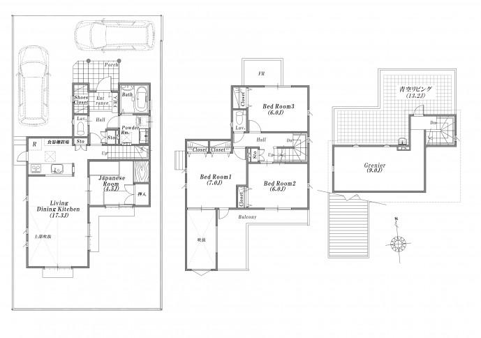 Floor plan. (A Building), Price 42,800,000 yen, 4LDK+S, Land area 155.13 sq m , Building area 105.16 sq m