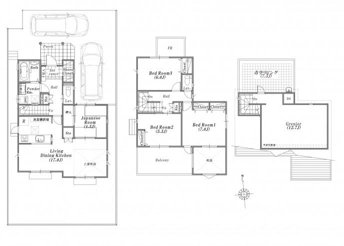 Floor plan. (B Building), Price 42,300,000 yen, 4LDK+S, Land area 153.33 sq m , Building area 103.91 sq m