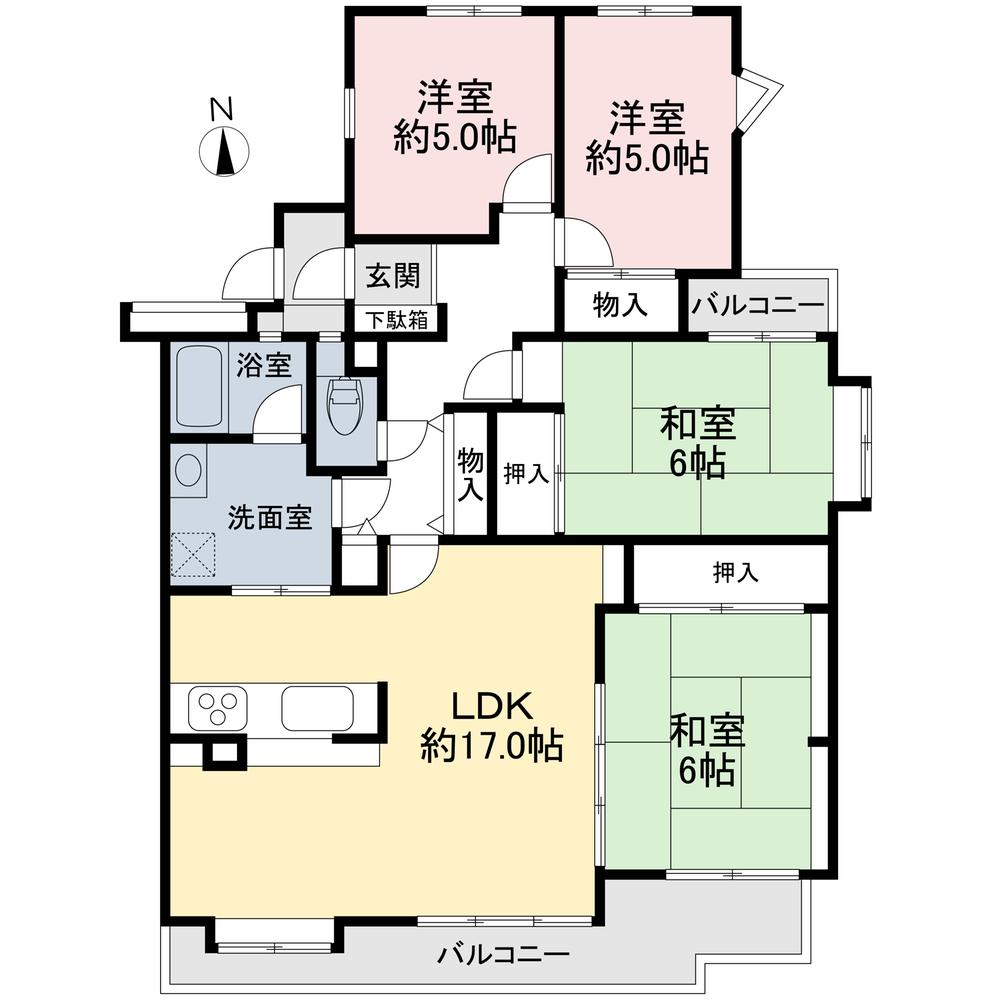 Floor plan. 4LDK, Price 15.8 million yen, Occupied area 94.91 sq m , Balcony area 13.55 sq m