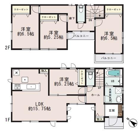 Floor plan. 26,800,000 yen, 4LDK, Land area 122.16 sq m , Building area 99.77 sq m 2 Building