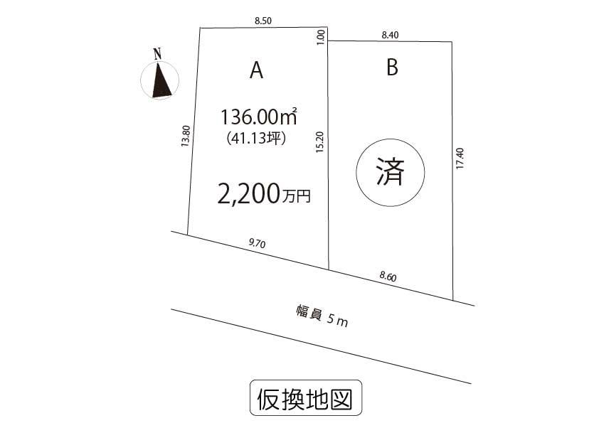 Compartment figure. Land price 22 million yen, Land area 136 sq m