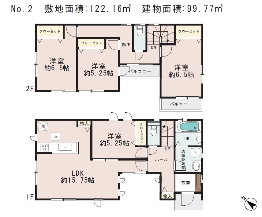 Floor plan. 26,800,000 yen, 4LDK, Land area 122.16 sq m , Building area 99.77 sq m
