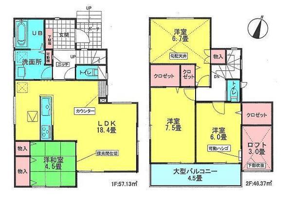 Floor plan. 21,800,000 yen, 4LDK, Land area 100.1 sq m , Building area 103.5 sq m storage is plentiful house