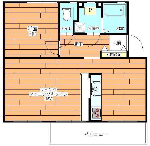 Floor plan. 1LDK, Price 5.9 million yen, Occupied area 48.85 sq m , Balcony area 6.07 sq m floor plan
