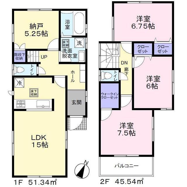 Floor plan. (1 Building), Price 28.8 million yen, 3LDK+S, Land area 121.03 sq m , Building area 96.88 sq m
