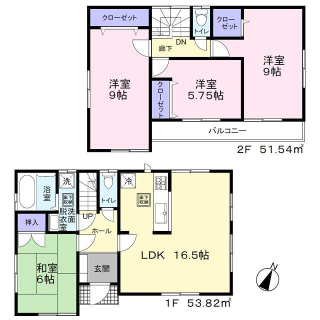 Floor plan. (3 Building), Price 27,800,000 yen, 4LDK, Land area 104.31 sq m , Building area 105.36 sq m
