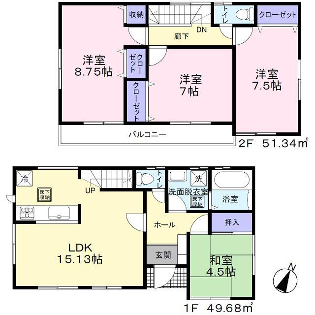 Floor plan. (10 Building), Price 28.8 million yen, 4LDK, Land area 104.59 sq m , Building area 101.02 sq m