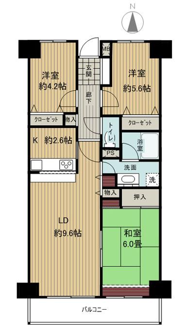 Floor plan. 3LDK, Price 9.8 million yen, Occupied area 66.73 sq m , Balcony area 8.1 sq m easy-to-use floor plan. By all means because it is beautiful but also contains reform, ^ ^ Let's go to see
