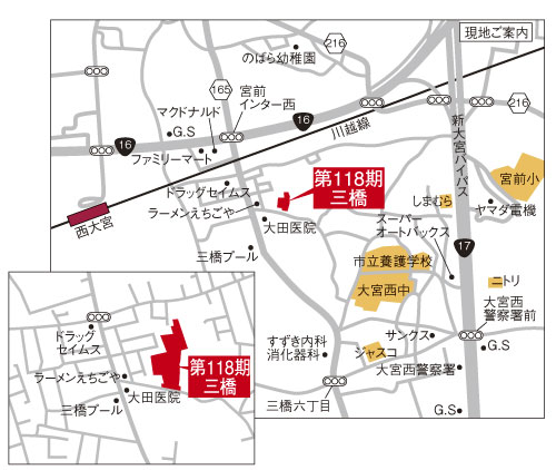 Local guide map. Local guide map  Car navigation system "Saitama Nishi-ku, Mitsuhashi 6-1747"
