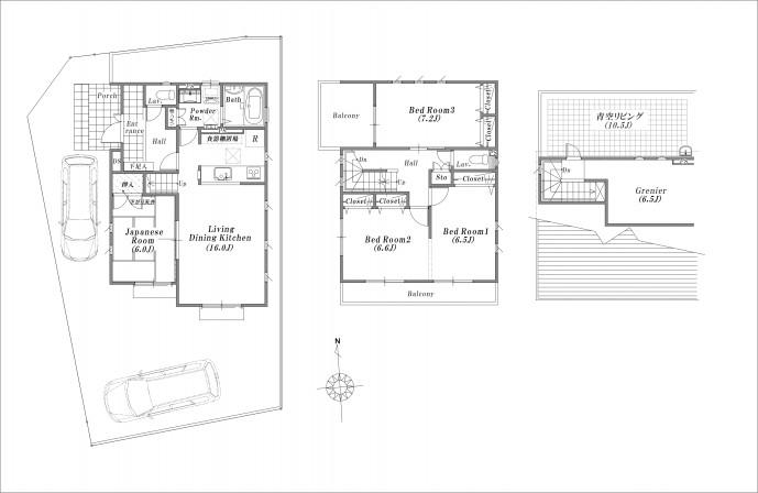 Floor plan. (A Building), Price 41,820,000 yen, 3LDK+S, Land area 144.52 sq m , Building area 106.61 sq m