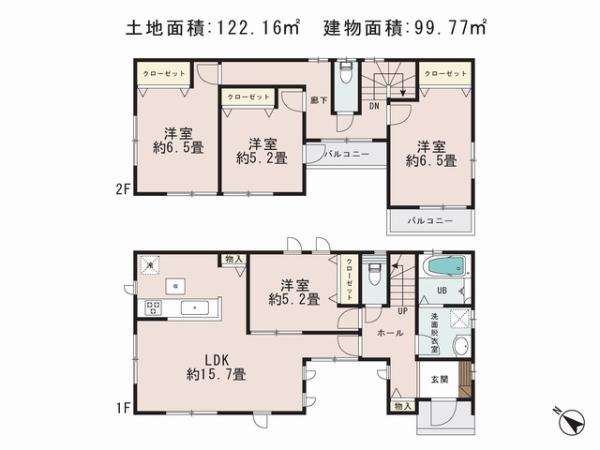 Floor plan. 26,800,000 yen, 4LDK, Land area 122.16 sq m , Building area 99.77 sq m