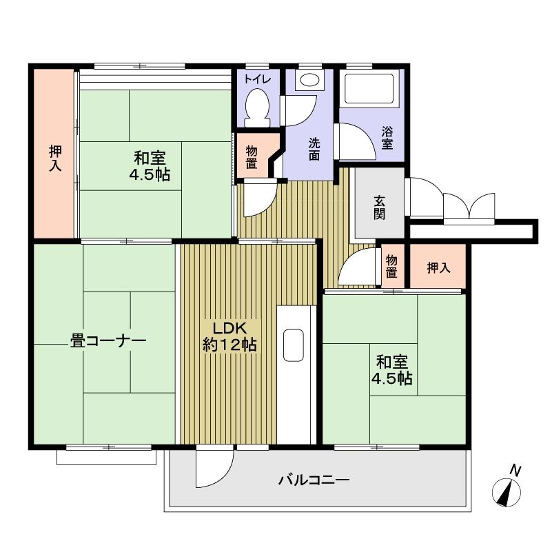 Floor plan. 2LDK, Price 3.7 million yen, Footprint 49.3 sq m , Balcony area 6.07 sq m