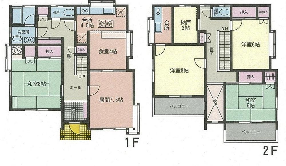 Floor plan. 18,800,000 yen, 4LDK + S (storeroom), Land area 146.64 sq m , Building area 125.24 sq m