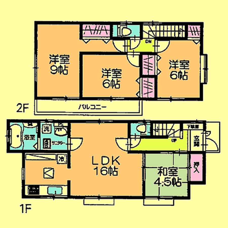 Floor plan. Price 26,800,000 yen, 4LDK, Land area 142.24 sq m , Building area 96.05 sq m