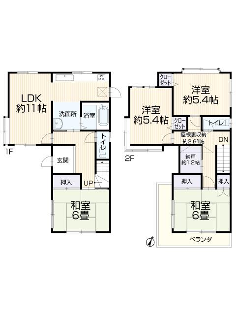 Floor plan. 19,800,000 yen, 4LDK + S (storeroom), Land area 107.24 sq m , Building area 95.22 sq m
