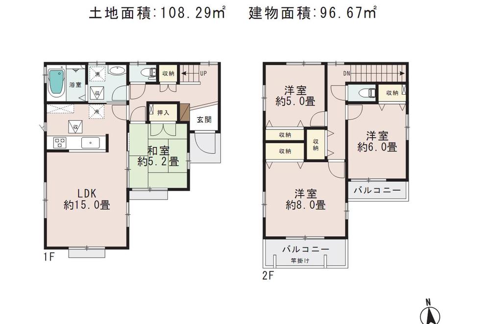 Floor plan. 26,900,000 yen, 4LDK, Land area 108.29 sq m , Building area 96.67 sq m Property floor plan