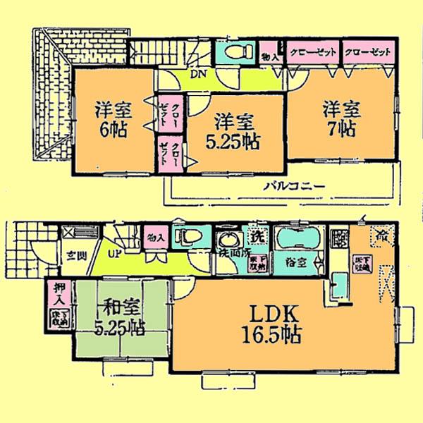 Floor plan. Price 28.8 million yen, 4LDK, Land area 163.49 sq m , Building area 97.71 sq m
