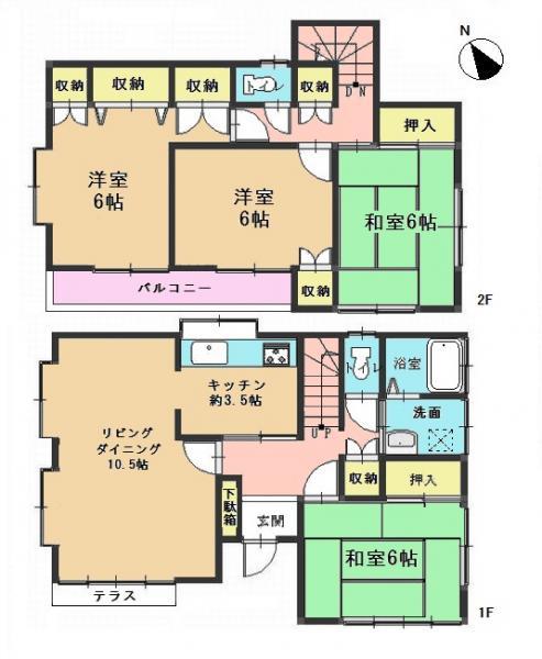 Floor plan. 16.8 million yen, 4LDK, Land area 103.97 sq m , Building area 96.05 sq m