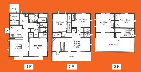 Floor plan. 48,170,000 yen, 5LLDDKK, Land area 152.09 sq m , Building area 142.42 sq m