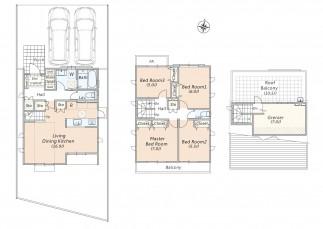 Floor plan. (3 Building), Price 37,800,000 yen, 4LDK+S, Land area 137.04 sq m , Building area 105.16 sq m