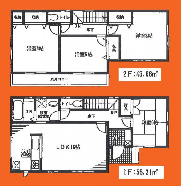 Floor plan. 25,800,000 yen, 4LDK, Land area 146.55 sq m , Building area 105.99 sq m