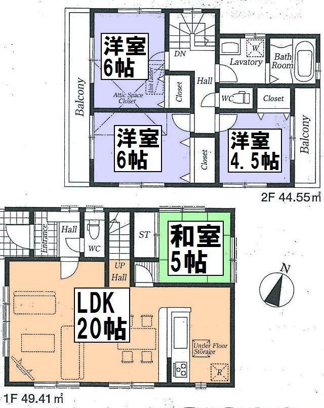 Floor plan. (Building 2), Price 28.8 million yen, 4LDK, Land area 112.08 sq m , Building area 93.96 sq m