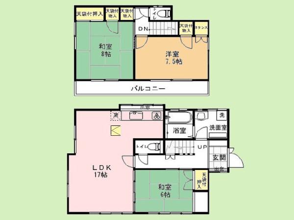 Floor plan. 15.8 million yen, 3LDK, Land area 139.85 sq m , Building area 93.42 sq m