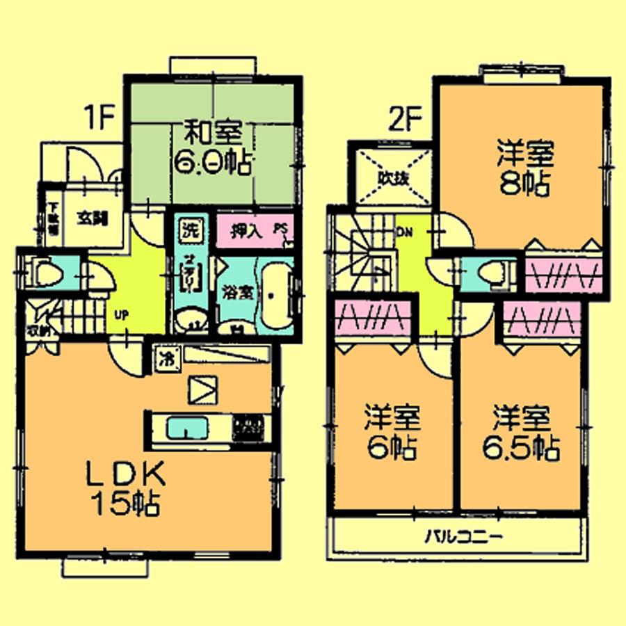 Floor plan. Price 27,800,000 yen, 4LDK, Land area 108.66 sq m , Building area 96.88 sq m